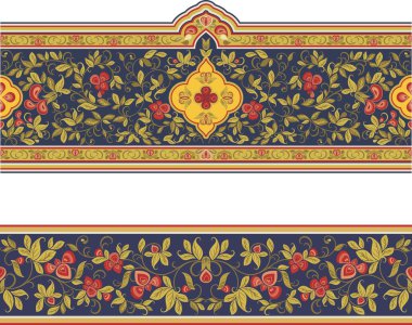 Dikensiz çiçeksiz etnik friz serisi. Düğün geçmişi, sayfa dekorasyonu, kumaş, halı ve fular. Doğu tarzında çiçek süsleme motifleri.