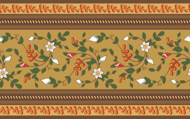 Dikensiz çiçeksiz etnik friz serisi. Düğün geçmişi, sayfa dekorasyonu, kumaş, halı ve fular. Doğu tarzında çiçek süsleme motifleri.