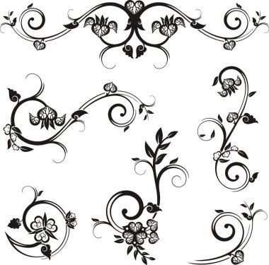 Geleneksel Japon çiçek süsleri ve doğulu dekoratif tasarımlar. Son derece temiz vektör çizgileri, vinil ve lazer hazır..