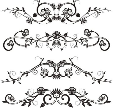 Geleneksel Japon çiçek süsleri ve doğulu dekoratif tasarımlar. Son derece temiz vektör çizgileri, vinil ve lazer hazır..