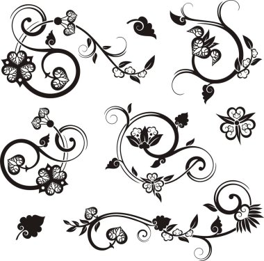 Geleneksel Japon çiçek süsleri ve doğulu dekoratif tasarımlar. Son derece temiz vektör çizgileri, vinil ve lazer hazır..