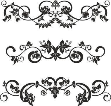 Geleneksel Japon çiçek süsleri ve doğulu dekoratif tasarımlar. Son derece temiz vektör çizgileri, vinil ve lazer hazır..