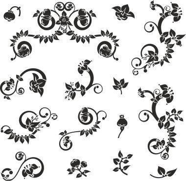 Geleneksel Japon çiçek süsleri ve doğulu dekoratif tasarımlar. Son derece temiz vektör çizgileri, vinil ve lazer hazır..