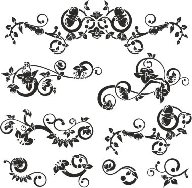 Geleneksel Japon çiçek süsleri ve doğulu dekoratif tasarımlar. Son derece temiz vektör çizgileri, vinil ve lazer hazır..