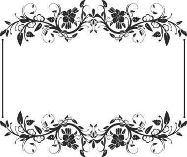 Geleneksel Japon süslemeleri olan vektör çiçek çerçevesi, retro oryantal dekoratif elementler. Enfes vektör düğün dekorasyonu tasarımı, vinil ve lazer hazır..