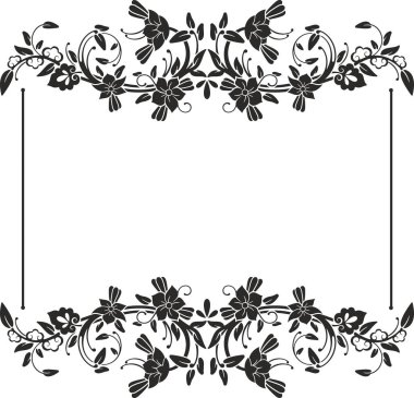 Geleneksel Japon süslemeleri olan vektör çiçek çerçevesi, retro oryantal dekoratif elementler. Enfes vektör düğün dekorasyonu tasarımı, vinil ve lazer hazır..