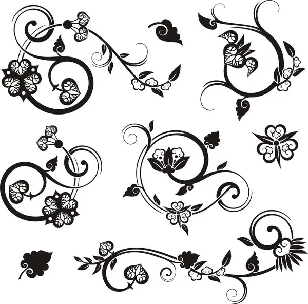 Geleneksel Japon çiçek süsleri ve doğulu dekoratif tasarımlar. Son derece temiz vektör çizgileri, vinil ve lazer hazır..