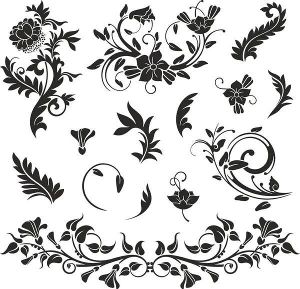 Çiçek vektörü, geleneksel Japon ve Çin stillerinde yapılmış çeşitli çiçek, yaprak ve girdaplarla süslü süsler. Enfes düğün dekorasyonu tasarımları, vinil ve lazer hazır.