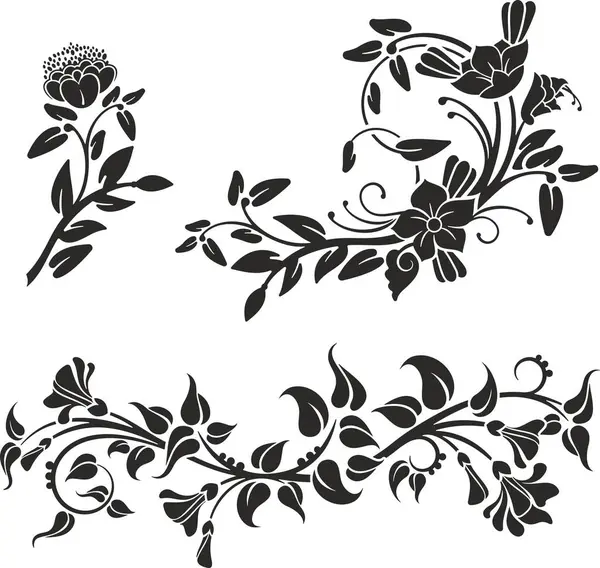 Çiçek vektörü, geleneksel Japon ve Çin stillerinde yapılmış çeşitli çiçek, yaprak ve girdaplarla süslü süsler. Enfes düğün dekorasyonu tasarımları, vinil ve lazer hazır.