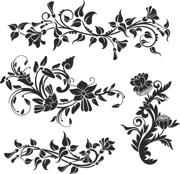 Çiçek vektörü, geleneksel Japon ve Çin stillerinde yapılmış çeşitli çiçek, yaprak ve girdaplarla süslü süsler. Enfes düğün dekorasyonu tasarımları, vinil ve lazer hazır.