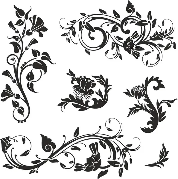 Çiçek vektörü, geleneksel Japon ve Çin stillerinde yapılmış çeşitli çiçek, yaprak ve girdaplarla süslü süsler. Enfes düğün dekorasyonu tasarımları, vinil ve lazer hazır.