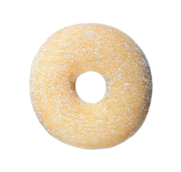 Sugared Donut Doce Isolado Fundo Branco Vista Superior — Fotografia de Stock