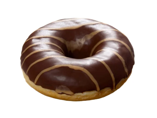 Beyaz Arka Planda Izole Edilmiş Çikolata Karamel Kremayla Kaplı Donut — Stok fotoğraf