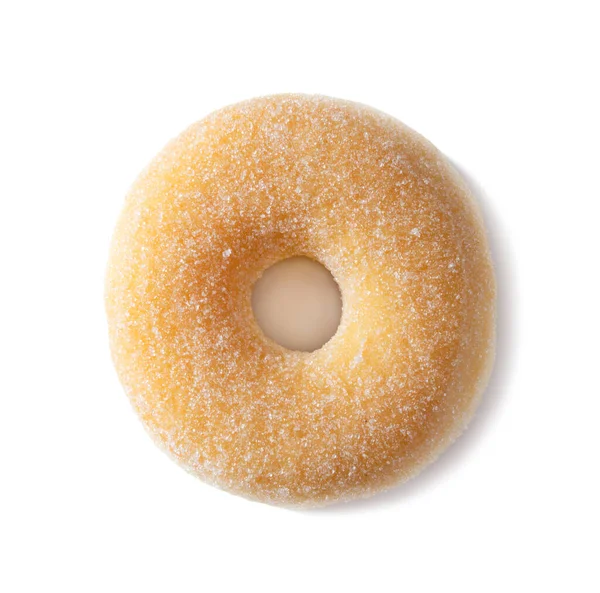 Donut Con Azúcar Aislado Sobre Fondo Blanco Vista Superior — Foto de Stock