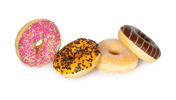 Varios Donuts Aislados Sobre Fondo Blanco — Foto de Stock