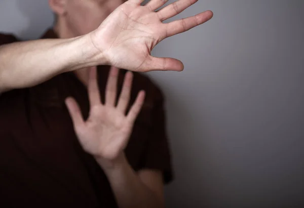 Woman Raised Her Hands Dissuade Campaign Stop Violence Women — Stock Photo, Image