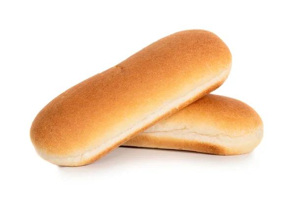 Dua Roti Hot Dog Diisolasi Pada Latar Belakang Putih — Stok Foto