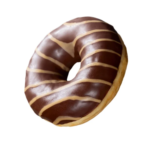 Donut Decorado Con Chocolate Oscuro Leche Aislado Sobre Fondo Blanco — Foto de Stock