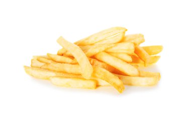 French fries against a white bacground, studio isolated