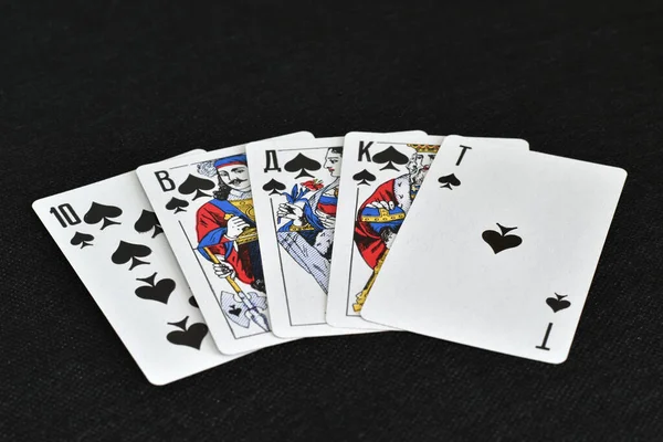 Выигрышная Комбинация Покере Роял Флеш Костюм — стоковое фото