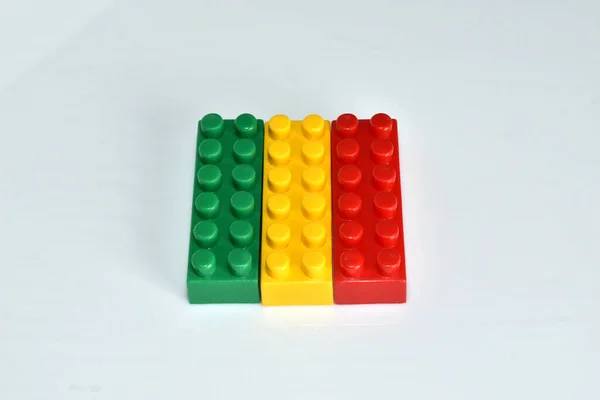 Κοντινό Πλάνο Λεπτομερειών Ενός Παιδικού Κατασκευαστή Κόκκινο Κίτρινο Πράσινο Χρώμα — Φωτογραφία Αρχείου