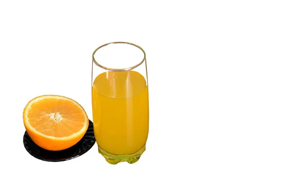 Comida Saludable Jugo Naranja Vaso Media Fruta — Foto de Stock