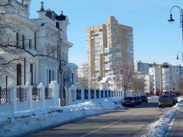 Tambov Tambovská Oblast Rusko 2019 Silnice Městské Ulice Zbavena Sněhu — Stock fotografie