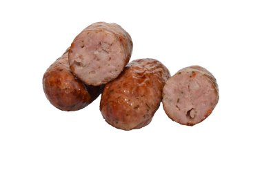 Izgara sosis, iki tam ve ikiye bölünmüş..