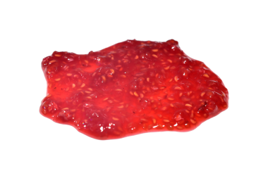 Beyaz arka planda ahududu reçeli lekesi vardı..