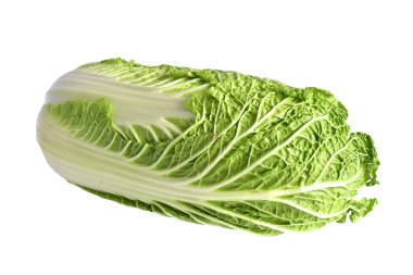 Beyaz arka planda izole edilmiş Çin lahanası pişirmeye hazır. Yakın plan..