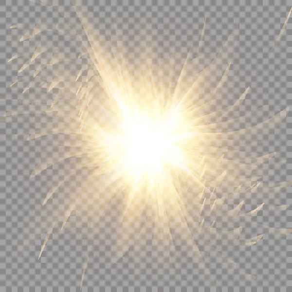 Efeito Luz Brilhante Estrela Explodiu Com Brilhos Sol Ilustração Vetorial — Vetor de Stock