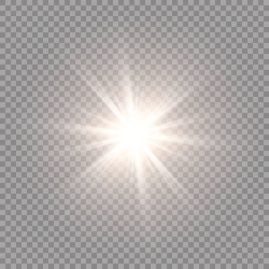 Işık, ışık ve sihirli parıltılarla özel efekt oluşturur. Şeffaf vektör ışık efekti seti, patlama, sim, kıvılcım, güneş ışığı.