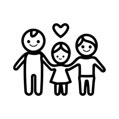 Mutlu Aile Gülümseyen Kalp Sembolü