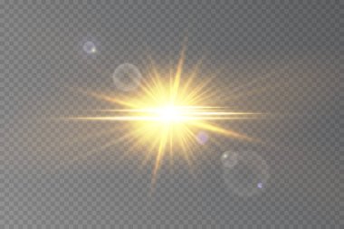 Parlak şeffaf mercek güneş ışığı efektiyle parlar