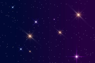 Mor Parlak Yıldızlı Gece Gökyüzü