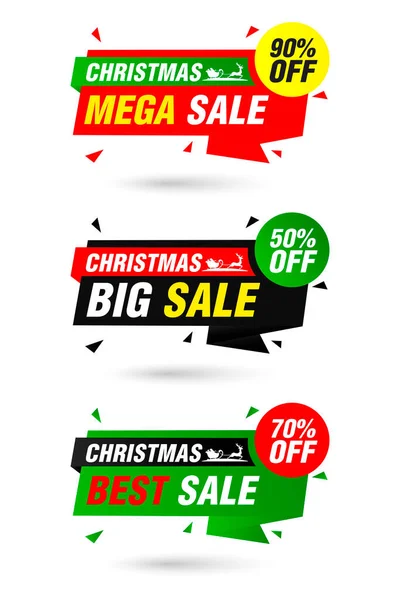 Різдвяний Набір Етикеток Продажу Орігамі Mega Sale Big Sale Best — стоковий вектор