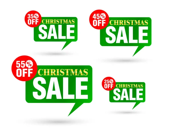 Christmas Sale Tag Speech Bubble Set Discount Vector Illustration — Stock Vector