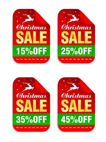 クリスマスセールの赤いステッカーセット 販売15 ベクターイラスト — ストックベクタ