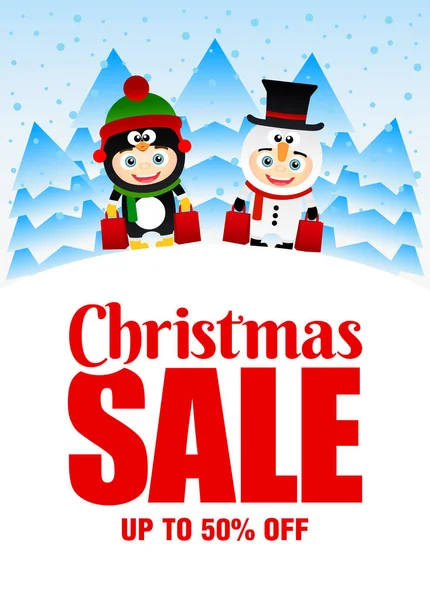 Αφίσα Χριστουγεννιάτικης Πώλησης Έκπτωση Για Διακοπές Αστεία Παιδιά Χριστουγεννιάτικα Κοστούμια Διανυσματικά Γραφικά