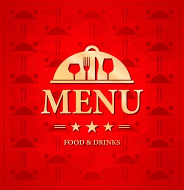 Food and drinks vintage red menu card. Vector illustration