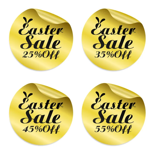 Osterverkauf Goldsticker Set Vorhanden Verkauf Rabatt Vektorillustration — Stockvektor