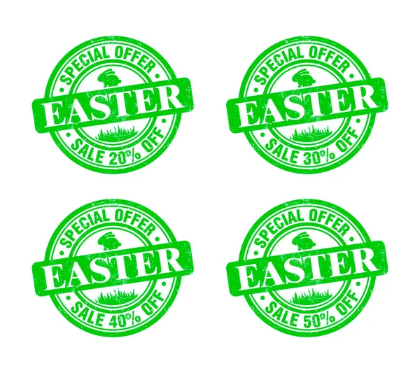 复活节发售绿色格子邮票套装 特价20 矢量说明 — 图库矢量图片