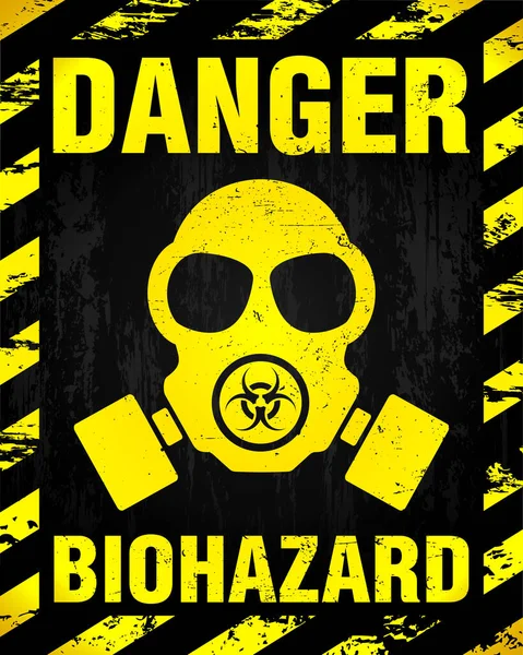 Peligro Biohazard Advertencia Etiqueta Signo Icono Máscara Gas Espécimen Infectado — Archivo Imágenes Vectoriales