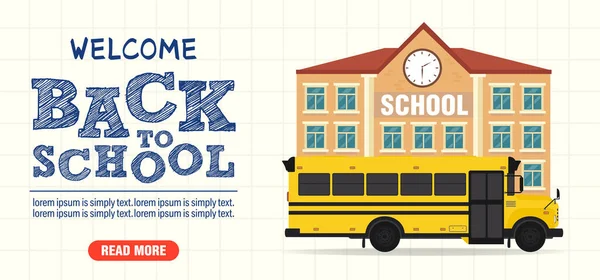 Okula Tekrar Hoş Geldin Okul Konseptine Geri Dön Okul Otobüsü — Stok Vektör