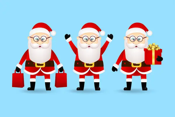 Різдвяна Колекція Смішної Групи Санта Клауса Векторні Ілюстрації Векторна Графіка