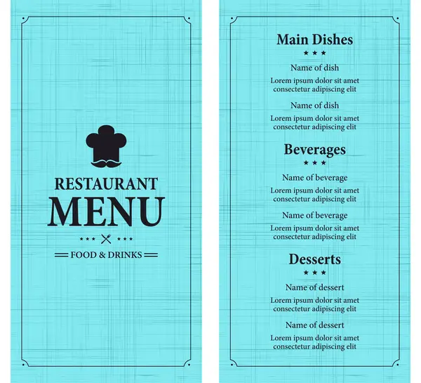 Εστιατόριο Μενού Φαγητό Και Ποτά Μενού Καρτών Στυλ Ρετρό Σχεδιασμού Διάνυσμα Αρχείου