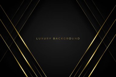 Siyah arkaplanda altın çizgili siyah ve gri geometrik şablon. Lüks bir şekilde. Çerçeve arka planı. hisse illüstrasyonu.