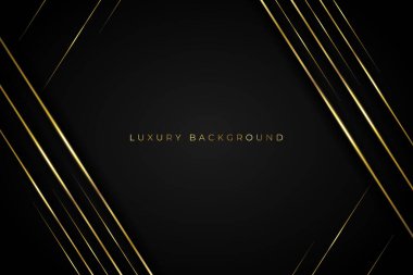 Soyut siyah arkaplan ve kağıt kesim tarzında altın çizgiler. hisse illüstrasyonu