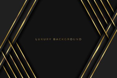 Üç boyutlu siyah metal desenli lüks Altın Arkaplan. hisse illüstrasyonu