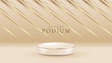 ürün podyumu altın çerçeve 3d gerçekçi tasarım